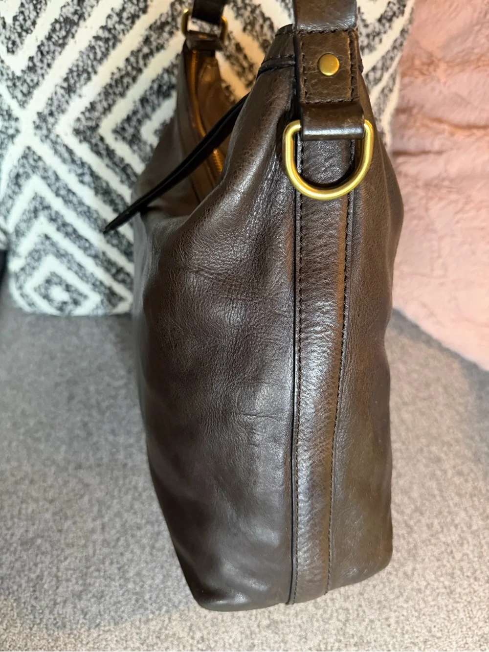 Vintage Dark Brown Frye Claude Hobo Shoulder Bag
